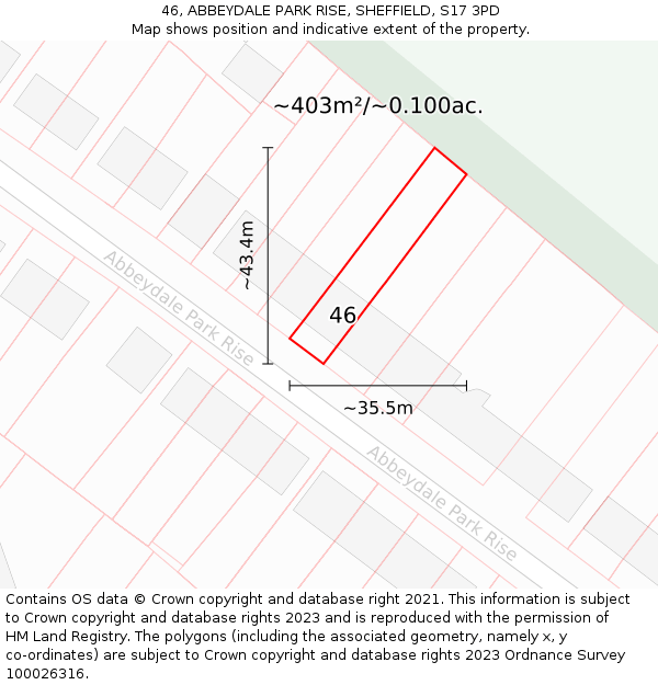 46, ABBEYDALE PARK RISE, SHEFFIELD, S17 3PD: Plot and title map