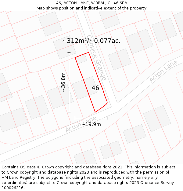 46, ACTON LANE, WIRRAL, CH46 6EA: Plot and title map