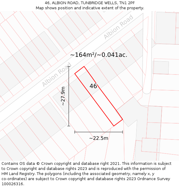 46, ALBION ROAD, TUNBRIDGE WELLS, TN1 2PF: Plot and title map