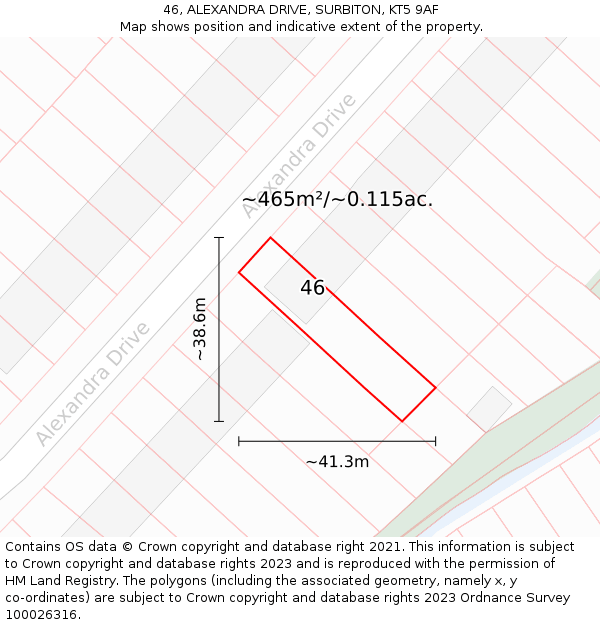 46, ALEXANDRA DRIVE, SURBITON, KT5 9AF: Plot and title map