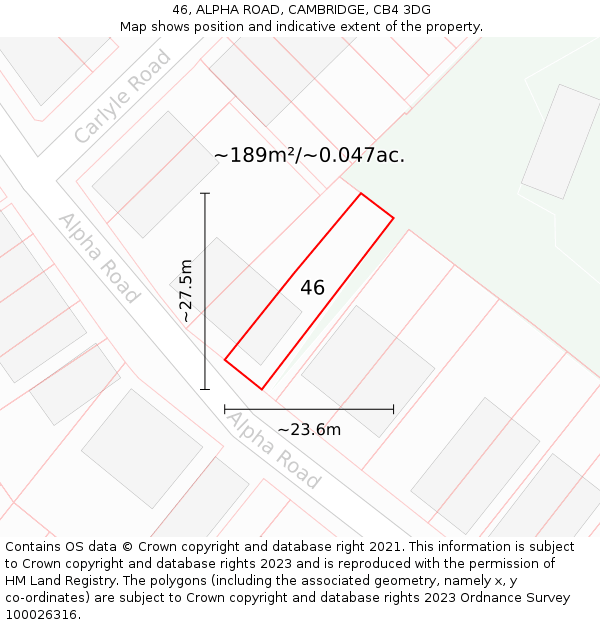46, ALPHA ROAD, CAMBRIDGE, CB4 3DG: Plot and title map