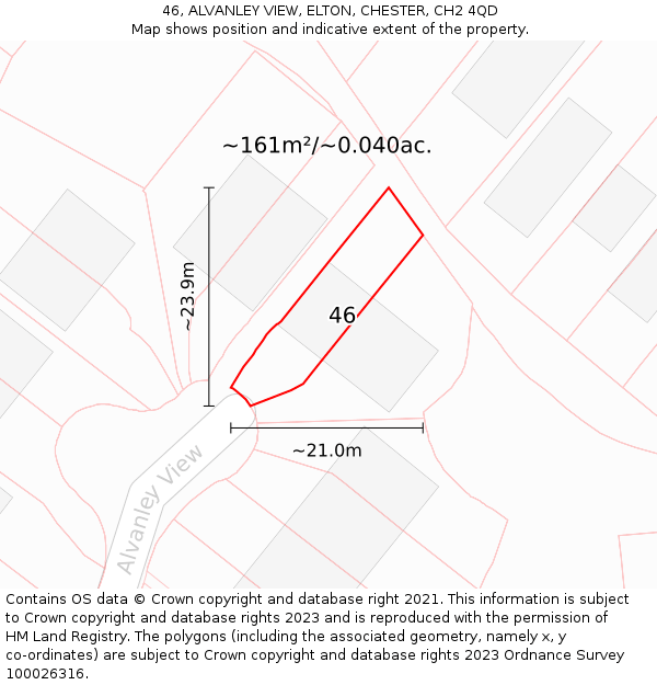 46, ALVANLEY VIEW, ELTON, CHESTER, CH2 4QD: Plot and title map