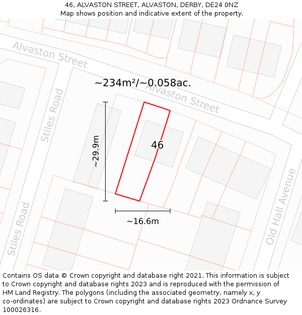 46, ALVASTON STREET, ALVASTON, DERBY, DE24 0NZ: Plot and title map