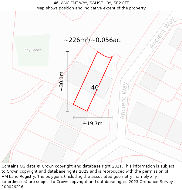 46, ANCIENT WAY, SALISBURY, SP2 8TE: Plot and title map