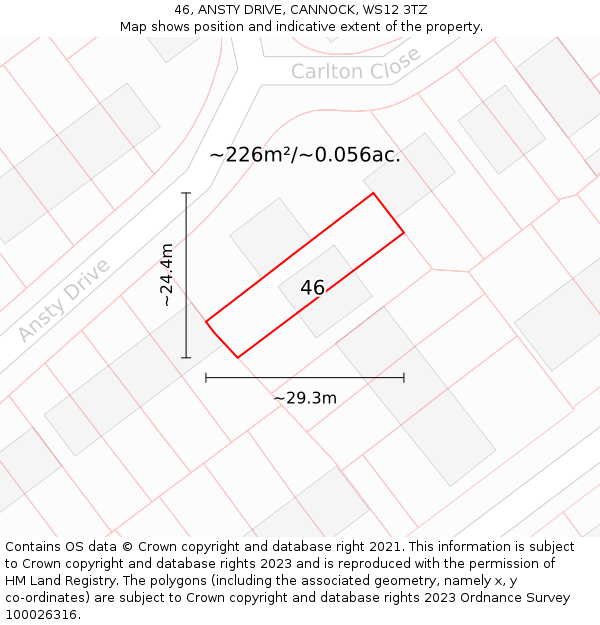 46, ANSTY DRIVE, CANNOCK, WS12 3TZ: Plot and title map