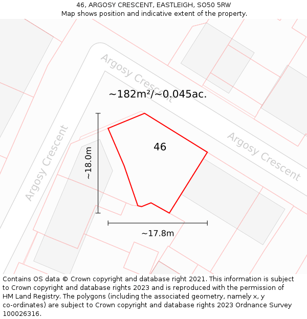 46, ARGOSY CRESCENT, EASTLEIGH, SO50 5RW: Plot and title map