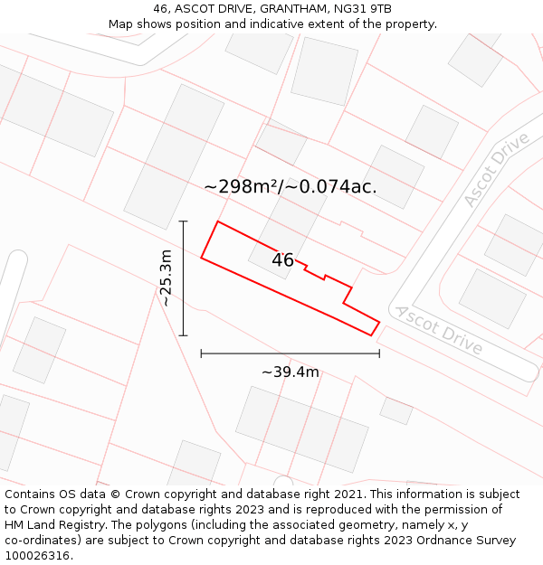 46, ASCOT DRIVE, GRANTHAM, NG31 9TB: Plot and title map