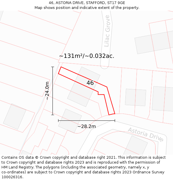 46, ASTORIA DRIVE, STAFFORD, ST17 9GE: Plot and title map