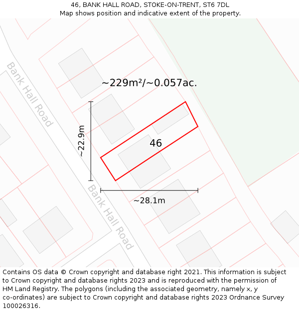 46, BANK HALL ROAD, STOKE-ON-TRENT, ST6 7DL: Plot and title map