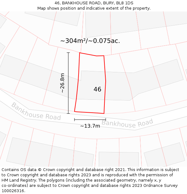 46, BANKHOUSE ROAD, BURY, BL8 1DS: Plot and title map