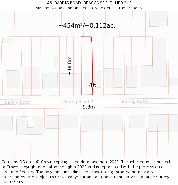 46, BARING ROAD, BEACONSFIELD, HP9 2NE: Plot and title map