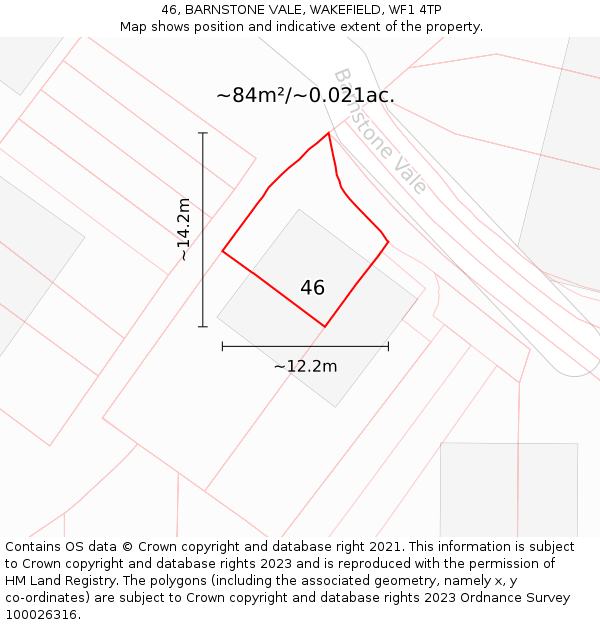 46, BARNSTONE VALE, WAKEFIELD, WF1 4TP: Plot and title map