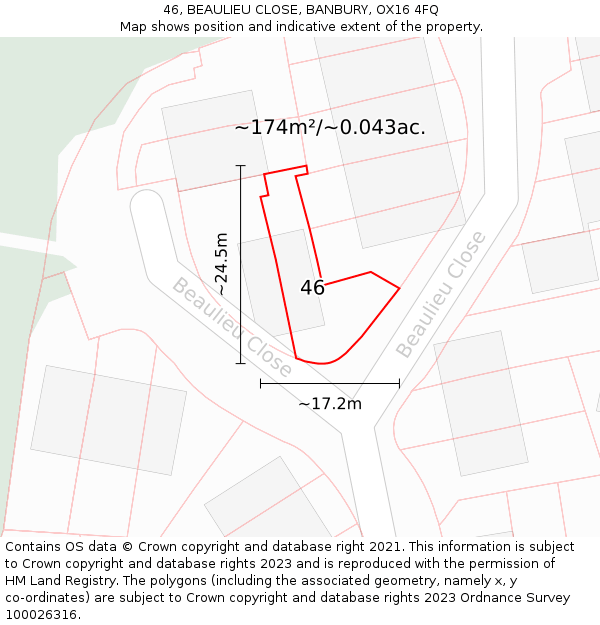 46, BEAULIEU CLOSE, BANBURY, OX16 4FQ: Plot and title map