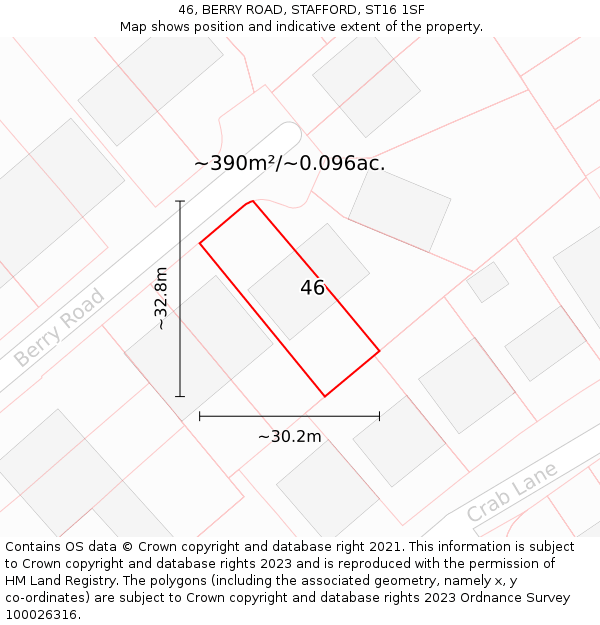 46, BERRY ROAD, STAFFORD, ST16 1SF: Plot and title map