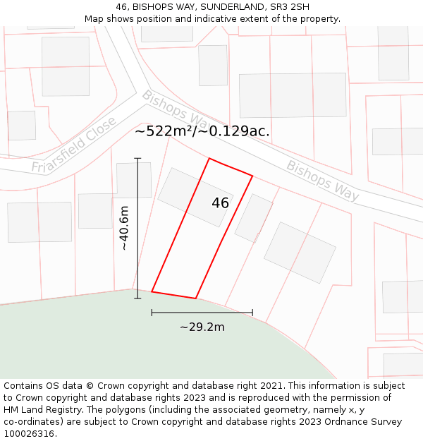 46, BISHOPS WAY, SUNDERLAND, SR3 2SH: Plot and title map