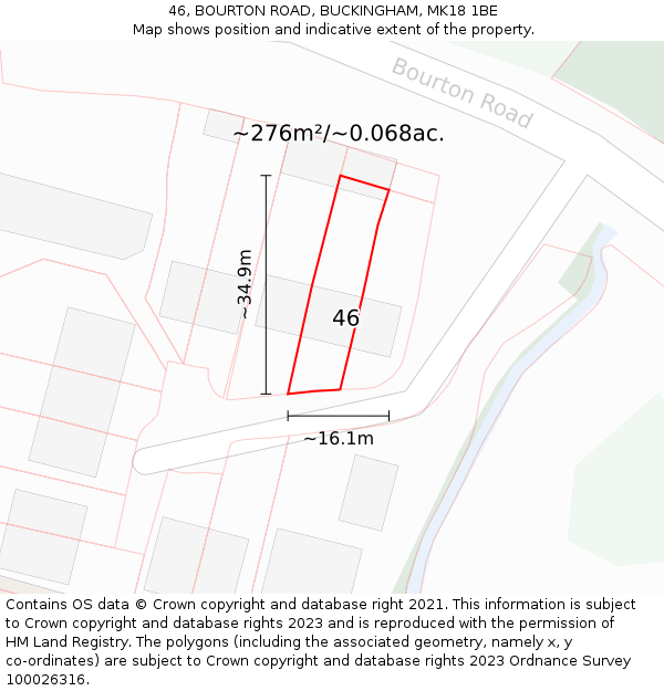 46, BOURTON ROAD, BUCKINGHAM, MK18 1BE: Plot and title map