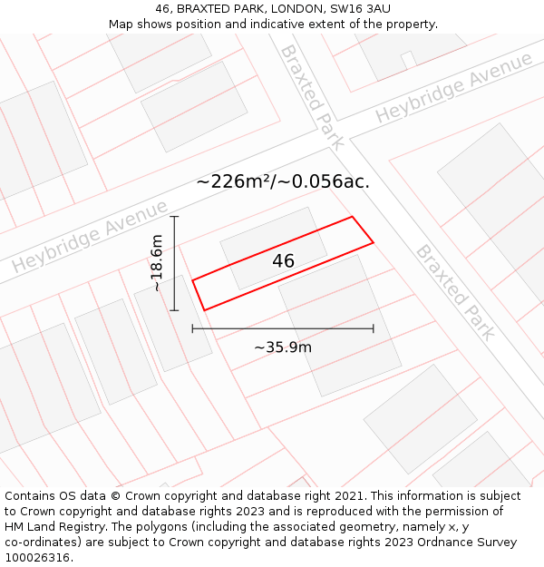 46, BRAXTED PARK, LONDON, SW16 3AU: Plot and title map