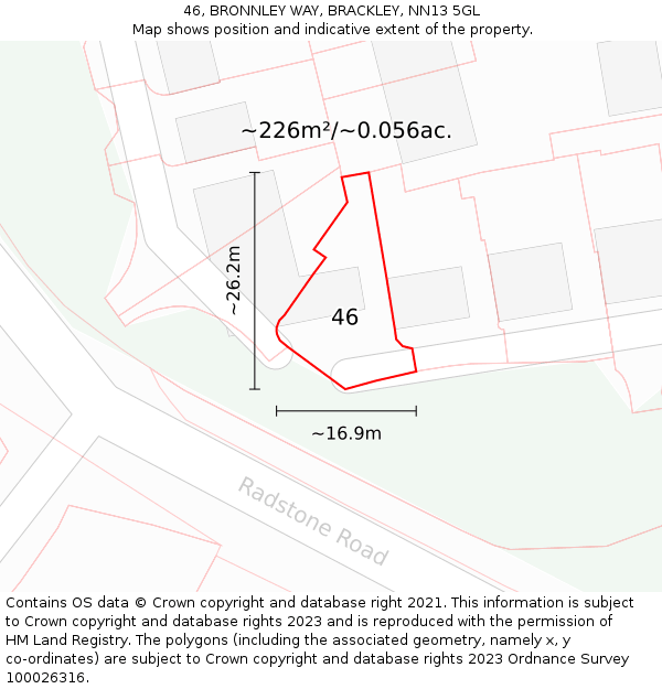 46, BRONNLEY WAY, BRACKLEY, NN13 5GL: Plot and title map