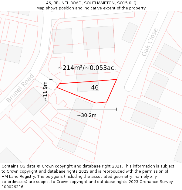 46, BRUNEL ROAD, SOUTHAMPTON, SO15 0LQ: Plot and title map
