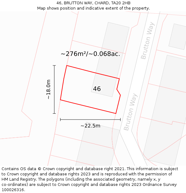 46, BRUTTON WAY, CHARD, TA20 2HB: Plot and title map