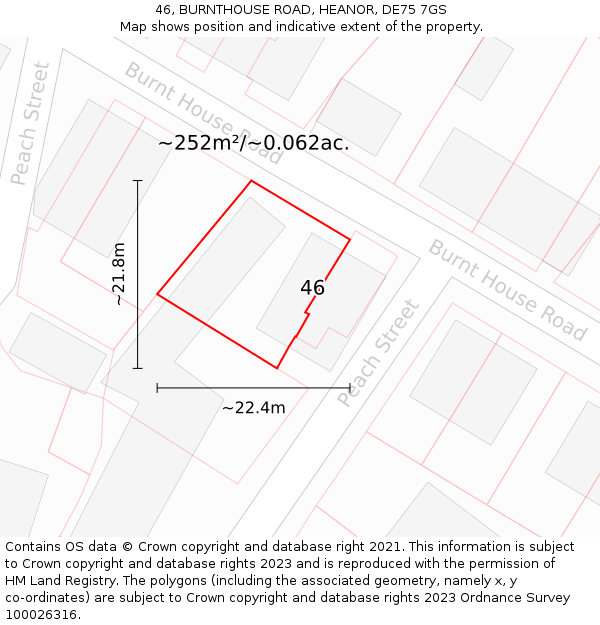 46, BURNTHOUSE ROAD, HEANOR, DE75 7GS: Plot and title map