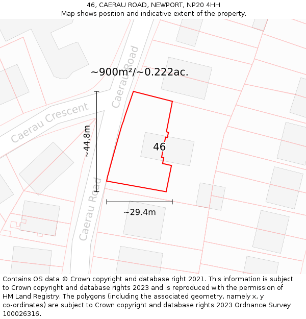 46, CAERAU ROAD, NEWPORT, NP20 4HH: Plot and title map