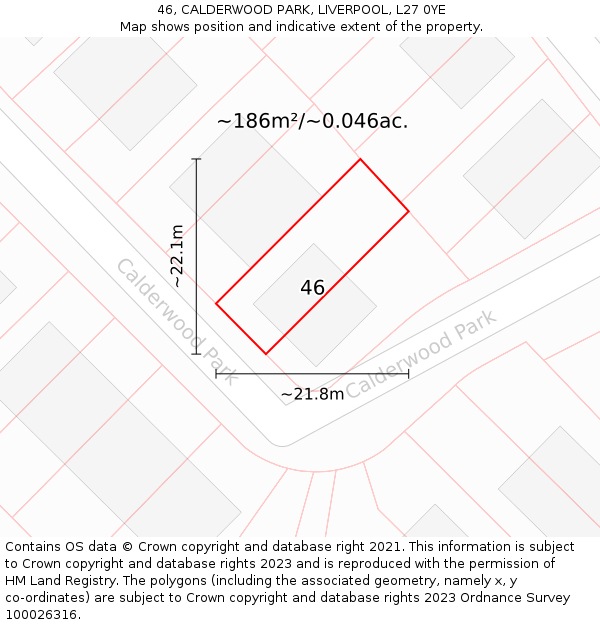 46, CALDERWOOD PARK, LIVERPOOL, L27 0YE: Plot and title map