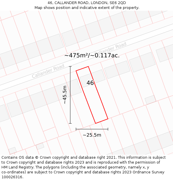 46, CALLANDER ROAD, LONDON, SE6 2QD: Plot and title map