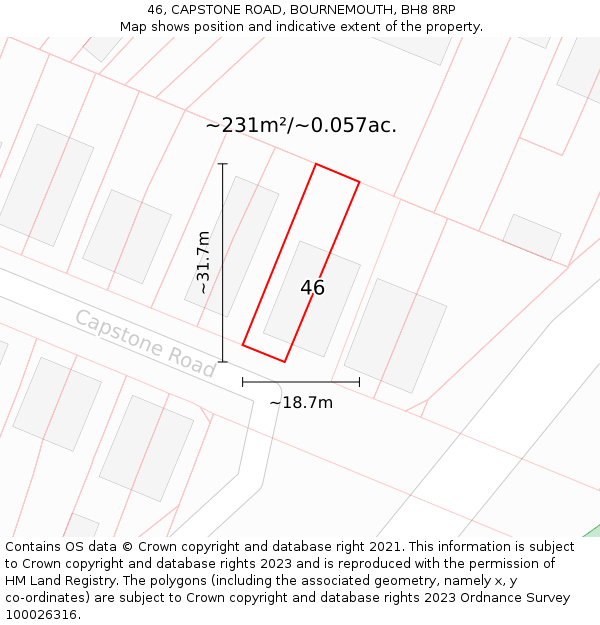 46, CAPSTONE ROAD, BOURNEMOUTH, BH8 8RP: Plot and title map