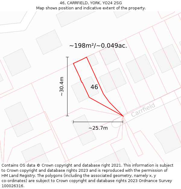 46, CARRFIELD, YORK, YO24 2SG: Plot and title map