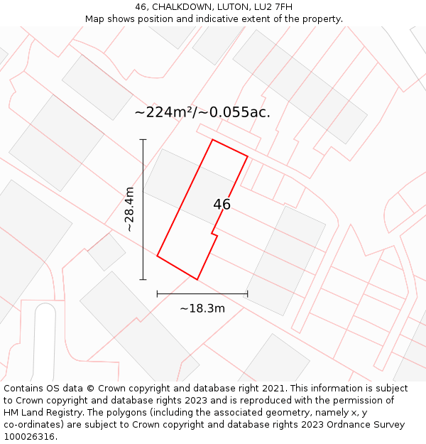 46, CHALKDOWN, LUTON, LU2 7FH: Plot and title map