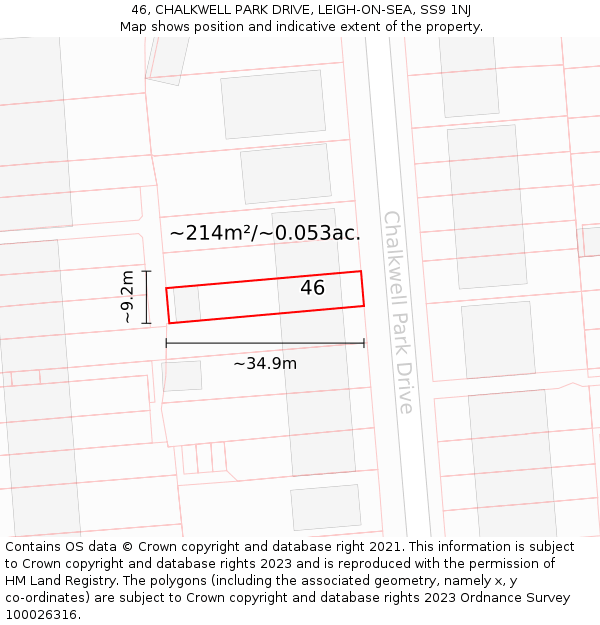 46, CHALKWELL PARK DRIVE, LEIGH-ON-SEA, SS9 1NJ: Plot and title map