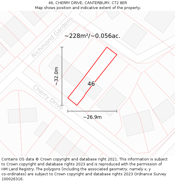 46, CHERRY DRIVE, CANTERBURY, CT2 8ER: Plot and title map