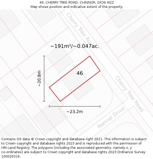 46, CHERRY TREE ROAD, CHINNOR, OX39 4QZ: Plot and title map