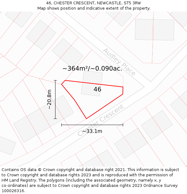 46, CHESTER CRESCENT, NEWCASTLE, ST5 3RW: Plot and title map