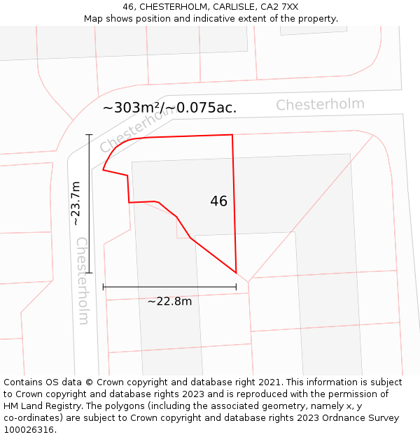 46, CHESTERHOLM, CARLISLE, CA2 7XX: Plot and title map