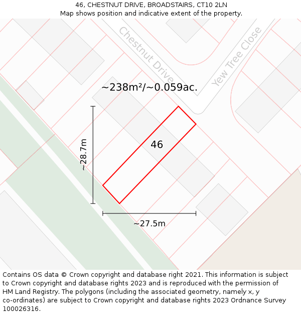 46, CHESTNUT DRIVE, BROADSTAIRS, CT10 2LN: Plot and title map