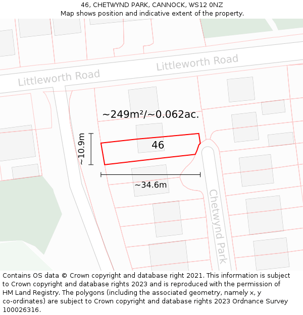 46, CHETWYND PARK, CANNOCK, WS12 0NZ: Plot and title map