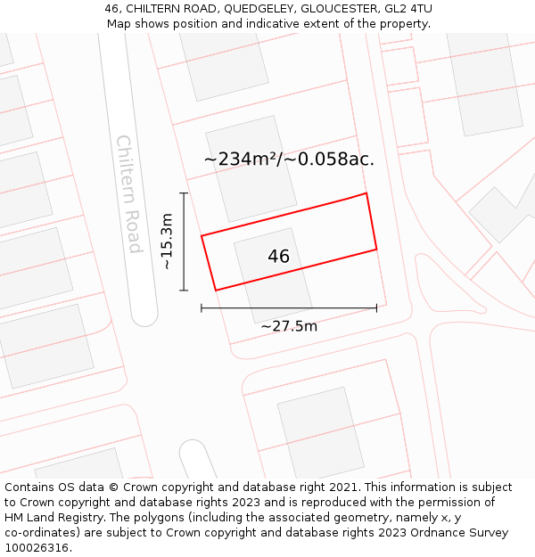 46, CHILTERN ROAD, QUEDGELEY, GLOUCESTER, GL2 4TU: Plot and title map
