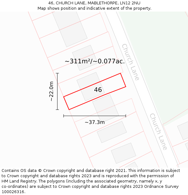 46, CHURCH LANE, MABLETHORPE, LN12 2NU: Plot and title map