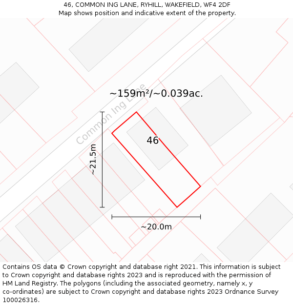 46, COMMON ING LANE, RYHILL, WAKEFIELD, WF4 2DF: Plot and title map