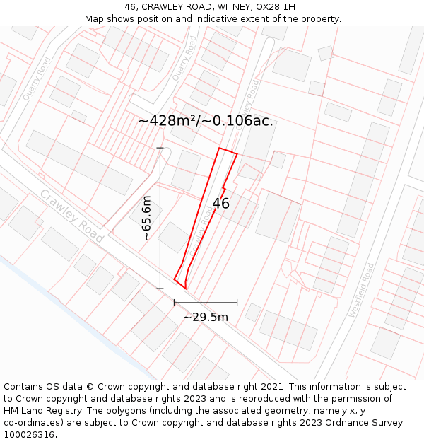 46, CRAWLEY ROAD, WITNEY, OX28 1HT: Plot and title map