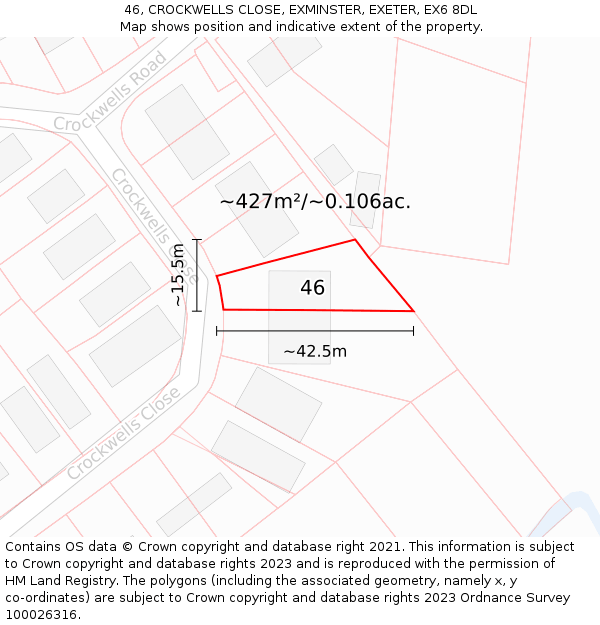 46, CROCKWELLS CLOSE, EXMINSTER, EXETER, EX6 8DL: Plot and title map