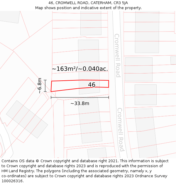 46, CROMWELL ROAD, CATERHAM, CR3 5JA: Plot and title map