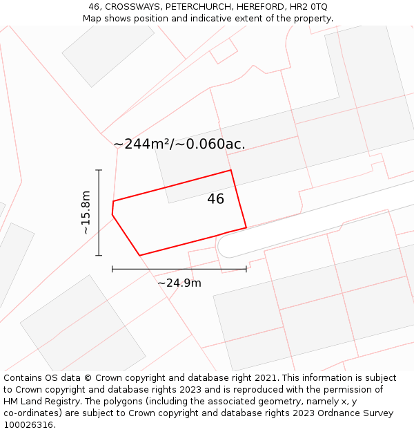 46, CROSSWAYS, PETERCHURCH, HEREFORD, HR2 0TQ: Plot and title map