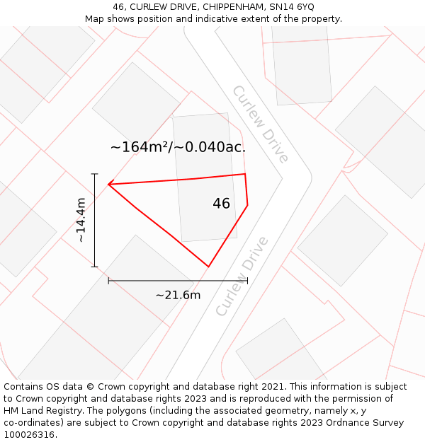 46, CURLEW DRIVE, CHIPPENHAM, SN14 6YQ: Plot and title map