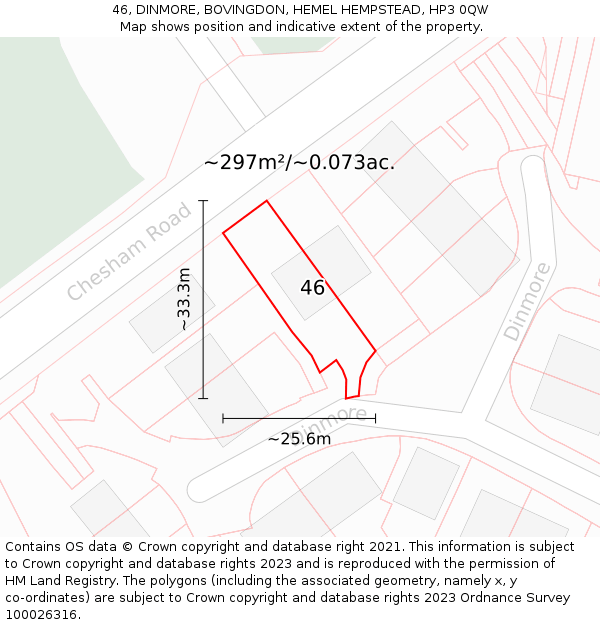 46, DINMORE, BOVINGDON, HEMEL HEMPSTEAD, HP3 0QW: Plot and title map
