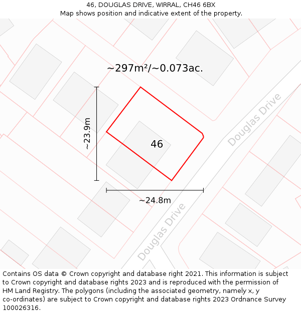 46, DOUGLAS DRIVE, WIRRAL, CH46 6BX: Plot and title map