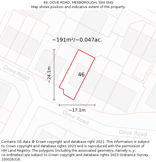 46, DOVE ROAD, MEXBOROUGH, S64 0NQ: Plot and title map