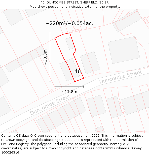 46, DUNCOMBE STREET, SHEFFIELD, S6 3RJ: Plot and title map